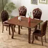 Mesa de Comedor Pequeña para Uso Doméstico, Plegable y Extensible Retro, Multifuncional, Lujo Ligero, Estilo Campestre, Juego de Mesa y Sillas de Comedor de Cuero Genuino