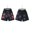 Hellstar Transfronteiriço Marca Tendência Europeia e Americana Verão Casual Esportivo Unissex Shorts Lavados Calças de Cinco Pontos