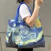 Sacola de Compras Dobrável com Grande Capacidade, Série Pintura a Óleo, Nova Estampa Digital de Desenho Animado, Sacola de Compras Portátil Ecológica