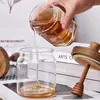 Frasco de vidrio de borosilicato alto con tapa de madera de acacia transfronterizo con varilla agitadora, frasco de almacenamiento y dispensación sellado, frasco especial para mermelada y miel