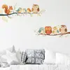 Adesivos de Galho de Árvore Desenho Animado Pássaro Pequeno Decoração de Quarto Infantil Casa Pintura Decorativa Ponta de Galho Coruja Esquilo Adesivos de Parede Divertidos
