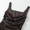 Ins Transfronterizo Europeo y Americano 2026 Nueva Moda Elegante para Mujer al por Mayor Elástico Alto Tirante de Hueso de Pescado Vestido Corto Adelgazante