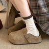 Sapatos Burken de sola grossa e salto alto, calçados femininos de alta qualidade, 2025, novos, vintage, de borracha, com biqueira única e meia pantufa coberta