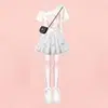 2026 Nuevo Estilo Dulce Hombros Descubiertos Manga Corta Moda Coreana Moño Adorno de Encaje Conjunto de Falda Corta para Niños Mayores