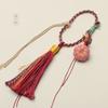 Pieza de Mango Trenzado Hecha a Mano Cuerda Borla de Algodón Color Calabaza Pequeña Colgante Estilo Étnico DIY Accesorios para Bolsos