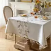 Toalha de mesa feita de algodão e linho, à prova d'água e resistente a óleo, espessa, cor lisa, design simples, toque de alta qualidade, estilo nórdico, adequada para mesas de jantar e mesas de centro