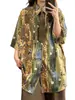 2026 Nuevo Estilo Verde Versátil Verano Retro Americano Pintura al Óleo Floral Graffiti Estampado Integral Camisa de Manga Corta