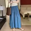Verão 2026 Novo Estilo Coreano Versátil Emagrecedor Linho Azul Klein Cintura Alta Modelagem Solta Petite Preguiçoso Calças de Perna Larga
