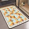 Tapete de Banheiro de Terra de Diatomáceas Xadrez, Absorvente de Água, Secagem Rápida, Tapete para Pés Antiderrapante, Tapete Antiderrapante para Entrada de Banheiro