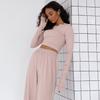 Novo Estilo Outono e Inverno 2026 Simples e Confortável Rosa Manga Longa Calça Longa Conjunto de Pijama para Mulheres, Adequado para Usar Fora, Homewear Transfronteiriço