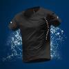 Corrida de maratona masculina verão seda gelada manga curta esportiva pista e campo treino fitness vestuário comércio exterior atacado transfronteiriço