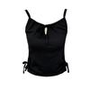 Chaleco de encaje con lazo y almohadilla para el pecho estilo Pure Desire para mujer, verano 2025, nueva camiseta básica corta para chica atractiva
