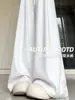 Calça macia de caimento fluido branco-acinzentada para mulheres, novo estilo outono 2026, cintura alta, modelagem que afina, ideal para baixinhas, calça pantalona macia em malha tipo toalha