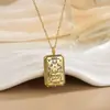 Collar con Colgante Personalizado de Acero de Titanio y Acero Inoxidable Chapado en Oro de 18 Quilates, Tarjeta de Tarot, Moda de Lujo Europea y Americana de Alta Gama para Mujer