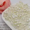 3-20mm Furo Brilhante ABS Pérola de Imitação Contas Soltas Branco Arroz Branco Puro Contas Redondas DIY Artesanal Sapato Roupa Chapéu Acessórios