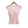 Camiseta Feminina Verão Nova Pure Desire Sexy Levemente Transparente Manga Curta Slim Fit Design de Nicho Top de Malha Costurada