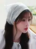 Yu Shu Xin Wei zhi com renda coreana cabeça de flor rosa lenço de cabeça feminino 2025 novo pequeno fresco lenço triangular acessóriosios de cabelo