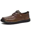 Zapatos casuales de cuero transfronterizos cuero suave suela suave mediana edad y ancianos transfronterizos talla grande zapatos de cuero hombres costuras hechas a mano slip-on zapatos de papá