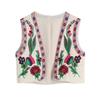 Destaque Aliexpress Cross-Border 2025 Novo Verão Retro Flores Bordadas Decoração Sem Mangas Cardigan Colete