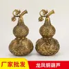 Atacado do Fabricante Ornamentos de Cuia de Cobre com Tampa Aberta de Dragão e Fênix Esculpida Artesanato de Cobre Decoração de Casa