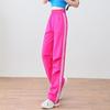 Mais fáceis para Calças de Perna Larga para Mulheres, Calças para Dança de Salão, Calças Patchwork com Cores Contrastantes, Calças Elásticas de Cintura Alta Retas para Dança Modernas e Estilosas