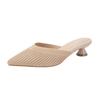 Novos Sapatos de Salto Alto Femininos Estilo Francês 2026 com Salto Bloco, Bico Fino, Fechados, Design de Meia-Sapatilha em Tricô, Sandálias Tendência para Primavera/Verão ao Ar Livre