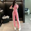 Conjunto deportivo informal antiedad de moda para mujer, verano 2024, nuevo, ajustado, de manga corta, elegante, con pantalones anchos, conjunto de dos piezas