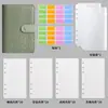 Cuaderno de cuero PU transfronterizo, color macarrón, carpeta A6 con bolsillo con cremallera, cuaderno de presupuestación y contabilidad de efectivo, al por mayor
