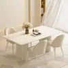 Mesa de comedor de piedra sinterizada negra de lujo ligero combinación para el hogar sillas estilo italiano apartamento pequeño minimalista mesa de comedor rectangular mesa de comedor de alta gama