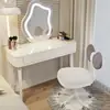 Tocador tipo crema para dormitorio, tocador simple para maquillaje, tocador moderno de lujo ligero, tocador tipo nube estilo princesa