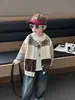 Suéter Cardigan a Cuadros de Bloques de Color para Niños Primavera y Otoño, Chaqueta de Punto Estilo Coreano para Niños, Top Transfronterizo de Comercio Exterior para Bebés