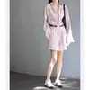 Conjunto Rosa de Fábrica al por Mayor en Stock, Conjunto de Dos Piezas de Algodón y Lino de Alta Calidad con Top y Shorts