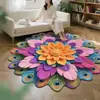 Tapete Redondo Transfronteiriço Visão Estereoscópica 3D Flor de Pavão Veludo de Cristal Tapete de Sala de Estar Tapete de Quarto de Casa ao Lado da Cama