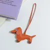 Huayang Cuero de PU Perro Dachshund Correa de Mano Bolso Colgante Lanyard para Teléfono Accesorios Llavero de Coche DIY Nuevo