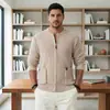 Suéter Cardigan de Jacquard Rayado con Cuello Alto para Hombre, Espesor Otoño e Invierno, Estilo Americano, Comercio Exterior, Chaqueta de Punto Casual, Abrigo para Hombre