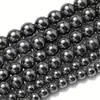 Cuentas redondas sueltas de piedra de vesícula negra de hematita natural para joyería DIY, pulsera, collar, pendientes, accesorios 4-12 mm