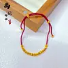 Estilo Xiaohongshu Dourado Banho Deus da Riqueza Amarelo Fio Vermelho Pingente Cavalo Pulseira Tecida Atacado
