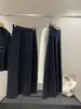 Falda de peso alto, elástica, cintura elástica, gris jaspeado oscuro, de longitud media, corte A