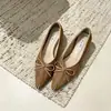 Cuñas Estilo Coreano Diseño Patchwork Sentido Elegante Lazo Zapatos de Salón Mujer 2026 Otoño/Invierno Nuevos Terciopelo Retro Zapatos de Tacón Medio
