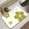Alfombrilla de Drenaje Simple para Encimera de Cocina con Diseño de Flor Alfombrilla Secadora para Vajilla Posavasos Manteles Individuales Absorbentes Mantel Antiescaldado Aislamiento Térmico Lavable
