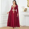 Bata Larga de Color Sólido con Mangas Extra Largas y Dobladillo Ancho, Vestido para Mujer para Comercio Transfronterizo, de Moda, Elegante, Adelgazante, Ropa Étnica