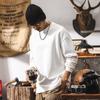 Camiseta de Manga Larga Resistente Estilo Retro Americano Cepillado para Hombre, Nuevo Estilo Otoño 2026, Sudadera Básica Holgada Simple Marca de Moda para Hombre