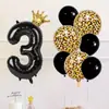 Globo Digital Negro Corona 32 pulgadas Estampado Leopardo Bola Fiesta de Cumpleaños Decoración Primer Año Escena Diseño Ambiente Accesorios