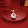 Nuevo Collar con Hebilla de Paz de Flor de Rosa Estilo Chino para Mujer, Jade Hetian Imitación, Colgante de Tendencia Nacional a la Moda, Accesorio de Cadena para Clavícula Regalo
