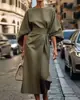 Moda feminina europeia e americana transfronteiriça, vestido elegante de cor sólida, acinturado, vestido longo casual de manga morcego, fornecimento em estoque