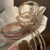Pulseira de abertura redonda com zircônia europeia e americana, pulseira de luxo leve, sensação de alta qualidade, pulseira da moda, trabalho pesado, personalidade, joia de mão para mulheres, atacado