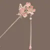 Accesorios para el Cabello de Ferroaleación Pasador de Flor de Cerezo Pasador de Cabello Hanfu de Alta Gama Pasador de Disco de Cheongsam con Borla