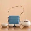 Tetera Ruyi Horno Ru Juego de Té de Viaje Portátil para Exteriores Una Tetera Tres Tazas Juego de Té Rápido Tetera de Mano Regalo Souvenir