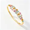 Nuevo Pulsera de Esmalte Floral Hueca Estilo Chino con Flores de Colores de Goteo de Aceite y Diamantes, Multicolor, En Stock, Venta al por Mayor Directa de Fábrica