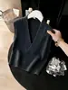 Chaleco de punto con cuello en V para mujer, estilo europeo, suéter base, otoño/invierno 2026